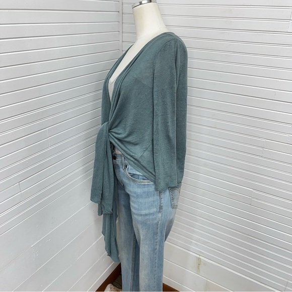 Calypso St. Barth Linen Drape Front Cardigan - Picture 4 of 9
